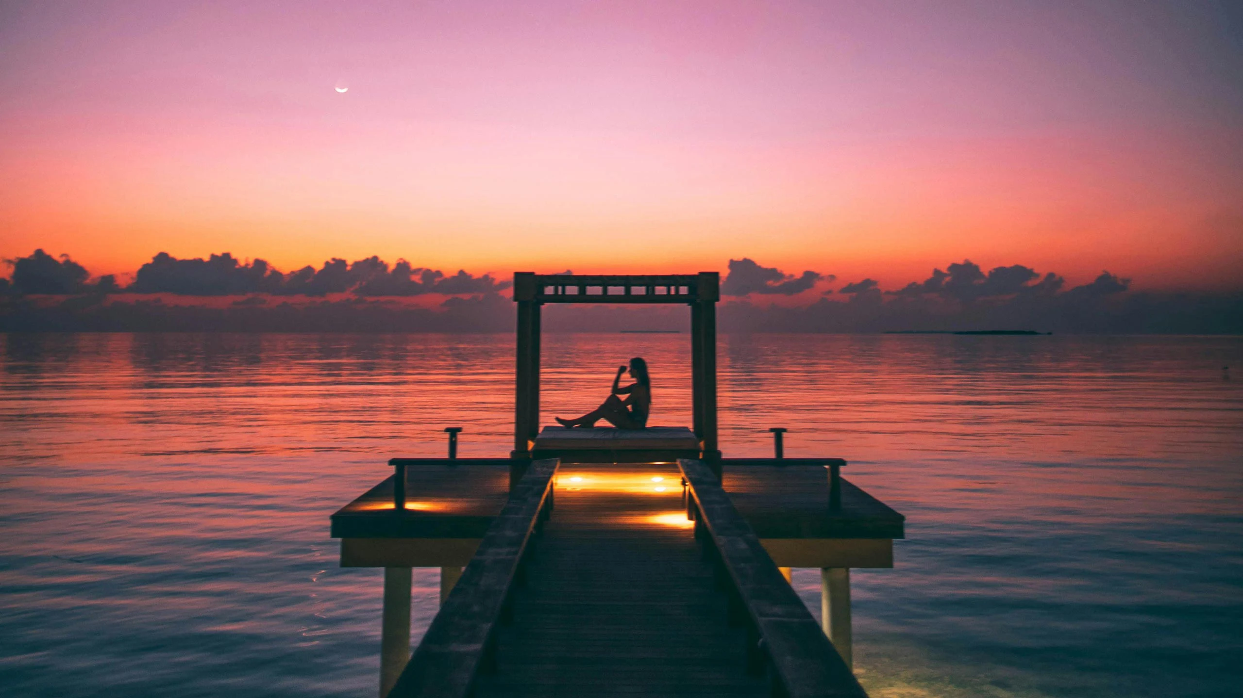 Meditation at sunset in the Maldives