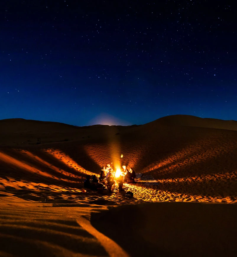Campfire in the Sahara Desert in Morocco