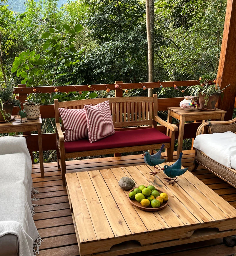Relaxation area at Gocta Natura Lodge in Peru