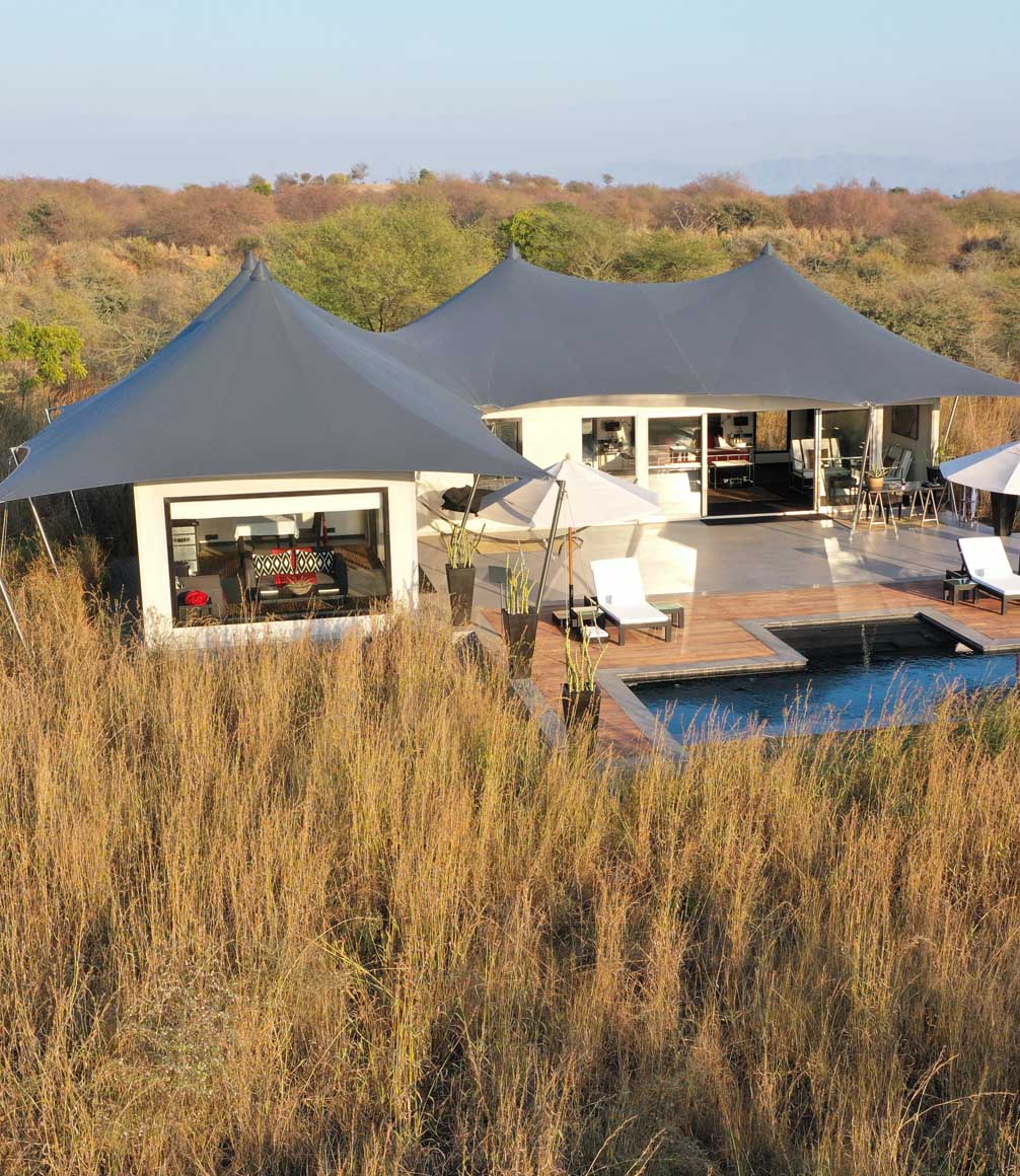 aerial view of family tent at sujan jawai camp in rajasthan