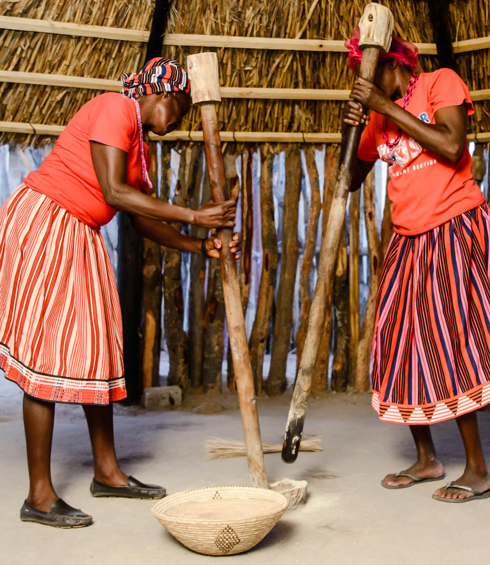 ovambo women demonstrating traditional skills