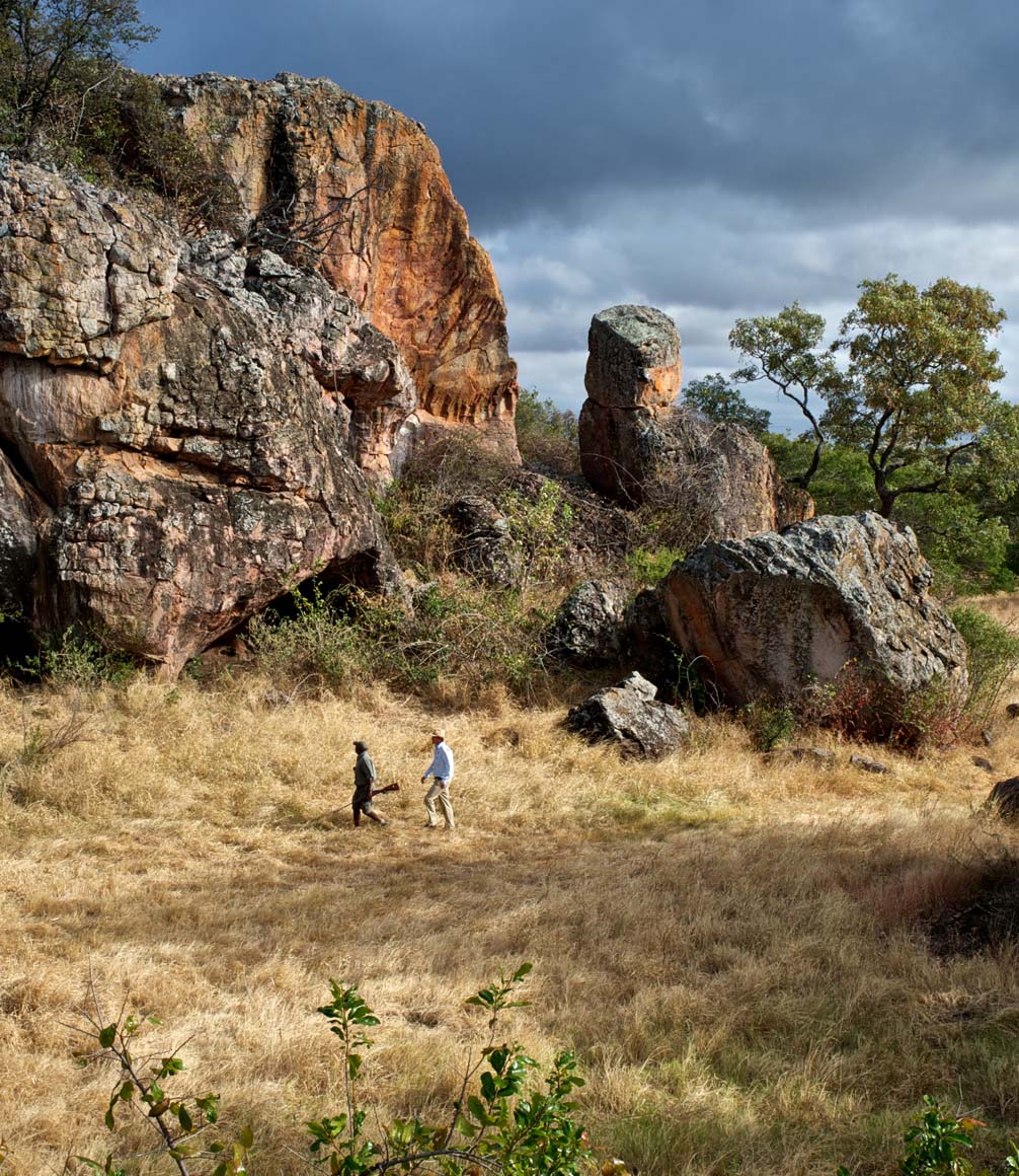 bush wildlife walks at Singia Pamushana lodge in Zimbabwe.