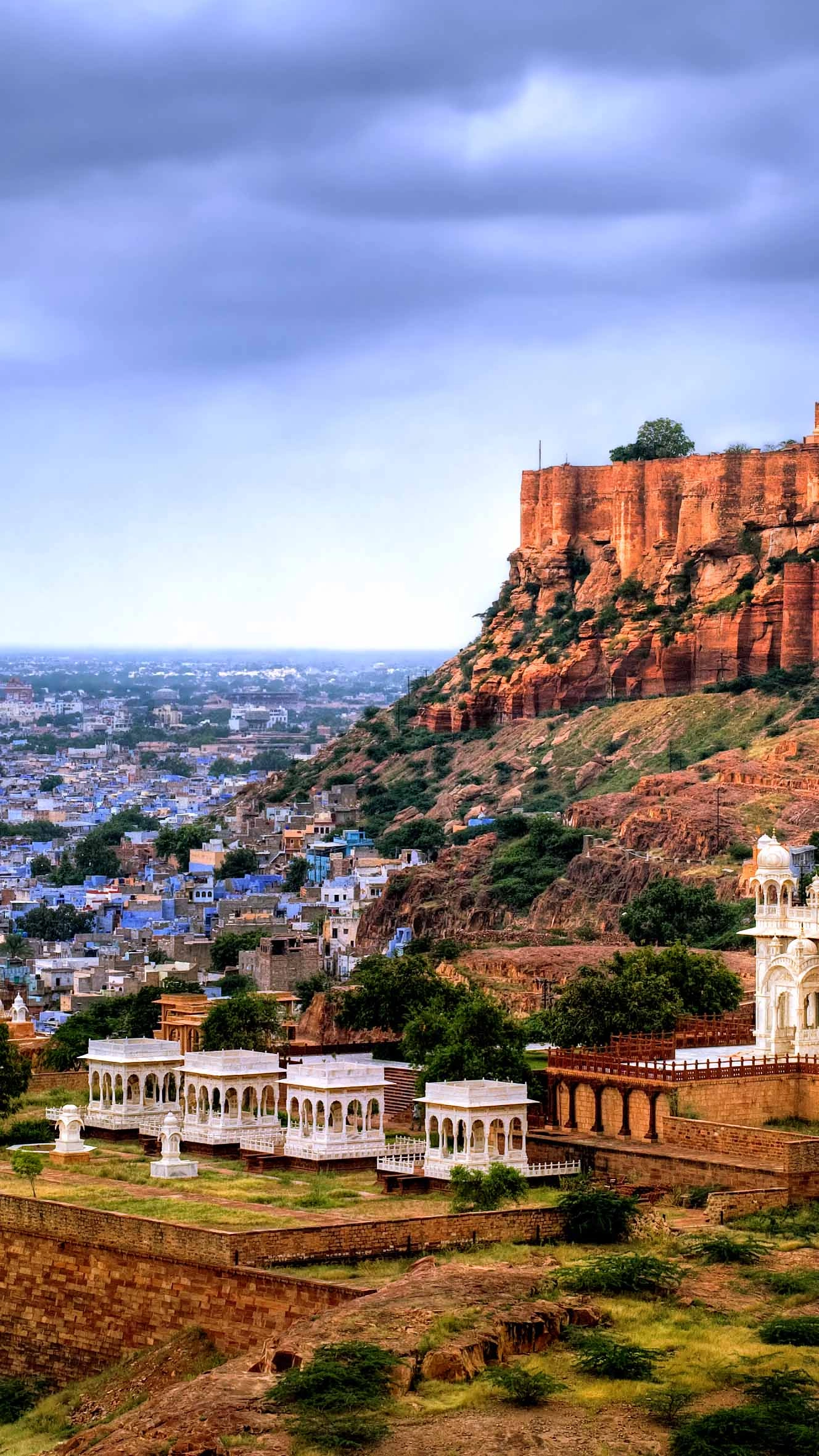 Mehrangharh Fort and Jaswant Thada mausoleum in Jodhpur, Rajasthan, India