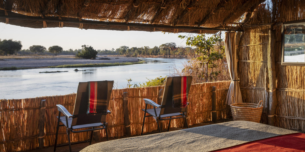 view from a guest suite at Mwaleshi camp in north luangwa national park, overlooking the river